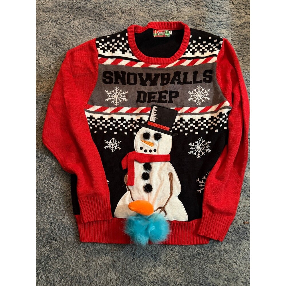 Snowballs Deep Ugly Christmas Sweater - Spencers - Large